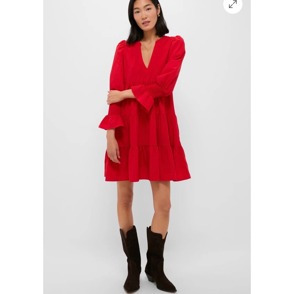 Tuckernuck pomander place womenns large red kenzo dress tiered long sleeve smock